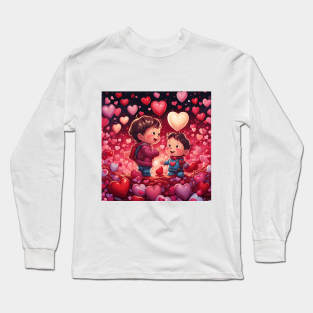 Toddlers celebrating Valentines day Long Sleeve T-Shirt